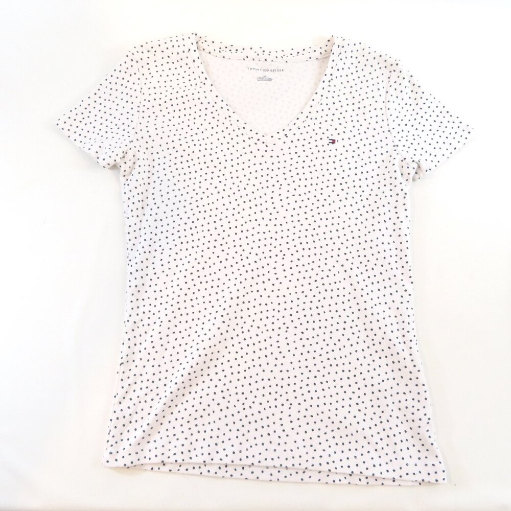 Tommy Hilfiger Women’s Size Small Polka dot cotton V-neck short sleeve t-shirt
